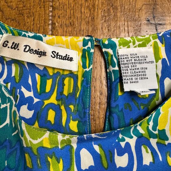 VTG Natalie & Me 100% Silk Royal Blue Pants Suit and Blouse Set Womens Sz XL - Picture 8 of 15